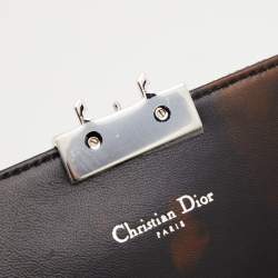 Pre Owned Dior Blue Washed Metallic Leather Miss Dior Promenade Wallet on Chain