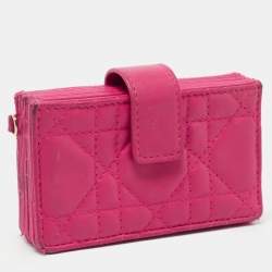 Pre Owned Dior Pink Cannage Leather 5 Gusset Card Holder
