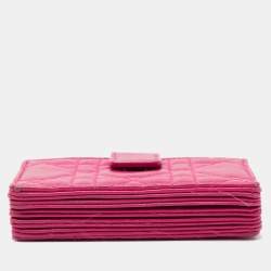 Pre Owned Dior Pink Cannage Leather 5 Gusset Card Holder