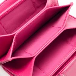 Pre Owned Dior Pink Cannage Leather 5 Gusset Card Holder