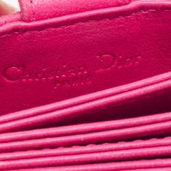 Pre Owned Dior Pink Cannage Leather 5 Gusset Card Holder