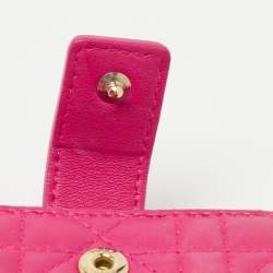 Pre Owned Dior Pink Cannage Leather 5 Gusset Card Holder