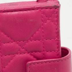Pre Owned Dior Pink Cannage Leather 5 Gusset Card Holder