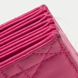 Pre Owned Dior Pink Cannage Leather 5 Gusset Card Holder