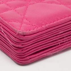 Pre Owned Dior Pink Cannage Leather 5 Gusset Card Holder