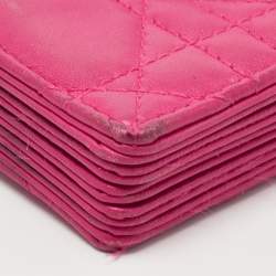 Pre Owned Dior Pink Cannage Leather 5 Gusset Card Holder