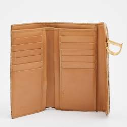 Pre Owned Dior Beige/Brown Oblique Canvas and Leather Saddle Wallet