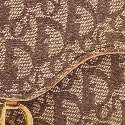 Pre Owned Dior Beige/Brown Oblique Canvas and Leather Saddle Wallet