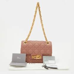 Pre Owned Dior Dark Beige Cannage Leather Miss Dior CD Logo Lined Flap Bag