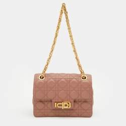 Pre Owned Dior Dark Beige Cannage Leather Miss Dior CD Logo Lined Flap Bag