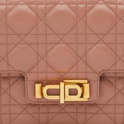 Pre Owned Dior Dark Beige Cannage Leather Miss Dior CD Logo Lined Flap Bag