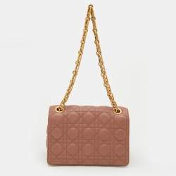 Pre Owned Dior Dark Beige Cannage Leather Miss Dior CD Logo Lined Flap Bag