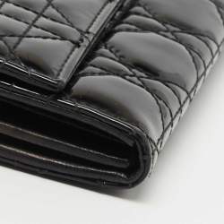 Dior Black Cannage Patent Leather Lady Dior Wallet On Chain