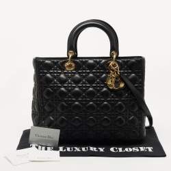 Dior Black Cannage Leather Large Lady Dior Tote