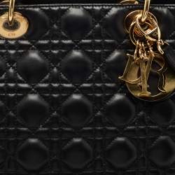 Dior Black Cannage Leather Large Lady Dior Tote