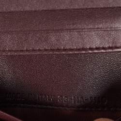 Pre Owned Dior Burgundy Cannage Leather Lady Dior Flap Card Case