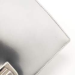 Pre Owned Dior Silver Micro Cannage Patent Leather Medium Diorama Shoulder Bag