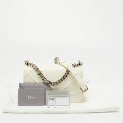Pre Owned Dior White Patent Leather Small Diorama Shoulder Bag