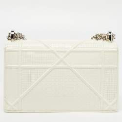 Pre Owned Dior White Patent Leather Small Diorama Shoulder Bag