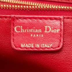 Pre Owned Dior Red Woven Leather Soft Large Shopping Tote