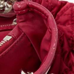 Pre Owned Dior Red Quilted Cannage Satin Charming Lock Satchel