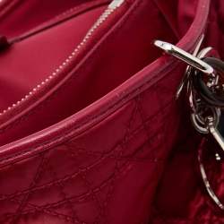 Pre Owned Dior Red Quilted Cannage Satin Charming Lock Satchel