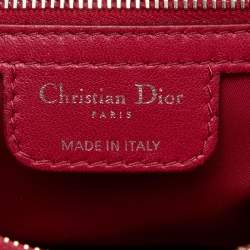 Pre Owned Dior Red Quilted Cannage Satin Charming Lock Satchel