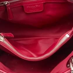 Pre Owned Dior Red Quilted Cannage Satin Charming Lock Satchel
