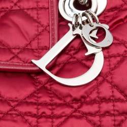 Pre Owned Dior Red Quilted Cannage Satin Charming Lock Satchel