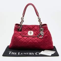 Pre Owned Dior Red Quilted Cannage Satin Charming Lock Satchel