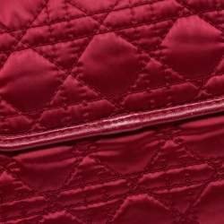 Pre Owned Dior Red Quilted Cannage Satin Charming Lock Satchel
