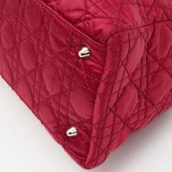 Pre Owned Dior Red Quilted Cannage Satin Charming Lock Satchel