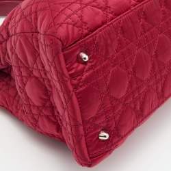 Pre Owned Dior Red Quilted Cannage Satin Charming Lock Satchel