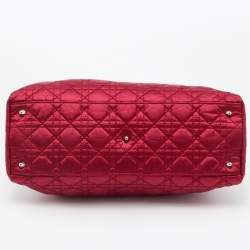 Pre Owned Dior Red Quilted Cannage Satin Charming Lock Satchel