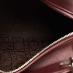 Pre Owned Dior Burgundy Cannage Leather Medium Lady Dior Tote
