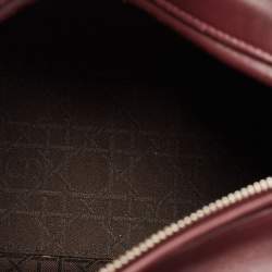 Pre Owned Dior Burgundy Cannage Leather Medium Lady Dior Tote