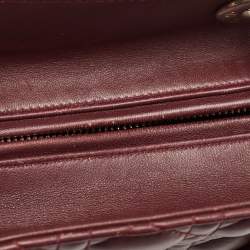 Pre Owned Dior Burgundy Cannage Leather Medium Lady Dior Tote