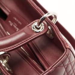 Pre Owned Dior Burgundy Cannage Leather Medium Lady Dior Tote
