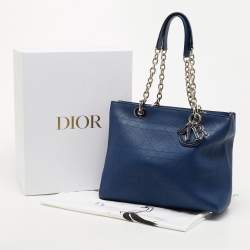Pre Owned Dior Blue Cannage Leather Medium Ultradior Tote