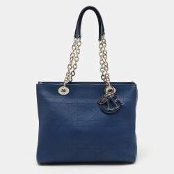 Pre Owned Dior Blue Cannage Leather Medium Ultradior Tote