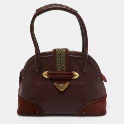 Pre Owned Dior Burgundy Leather and Suede Jeanne Satchel