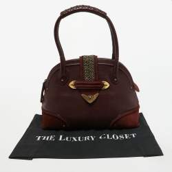 Pre Owned Dior Burgundy Leather and Suede Jeanne Satchel