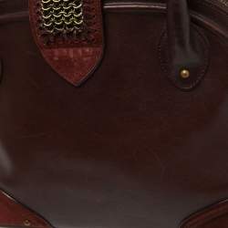 Pre Owned Dior Burgundy Leather and Suede Jeanne Satchel