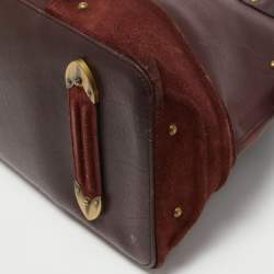 Pre Owned Dior Burgundy Leather and Suede Jeanne Satchel