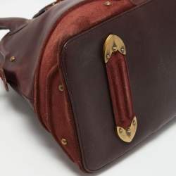 Pre Owned Dior Burgundy Leather and Suede Jeanne Satchel