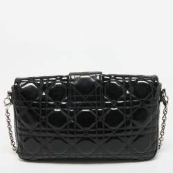 Dior Black Cannage Patent Leather Miss Dior Promenade Chain Clutch