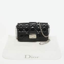 Dior Black Cannage Patent Leather Miss Dior Promenade Chain Clutch