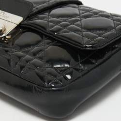 Dior Black Cannage Patent Leather Miss Dior Promenade Chain Clutch