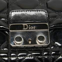 Dior Black Cannage Patent Leather Miss Dior Promenade Chain Clutch