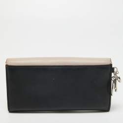 Dior Black/Pink Leather Flap Continental Wallet